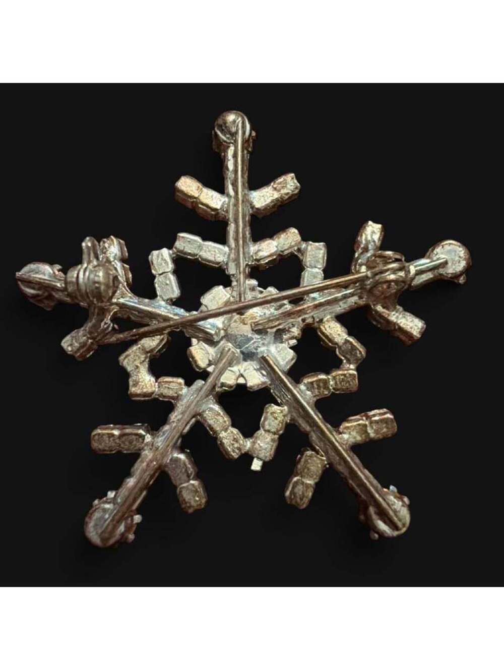 Vintage Snowflake Rhinestone Brooch Pin - Picture 2 of 2